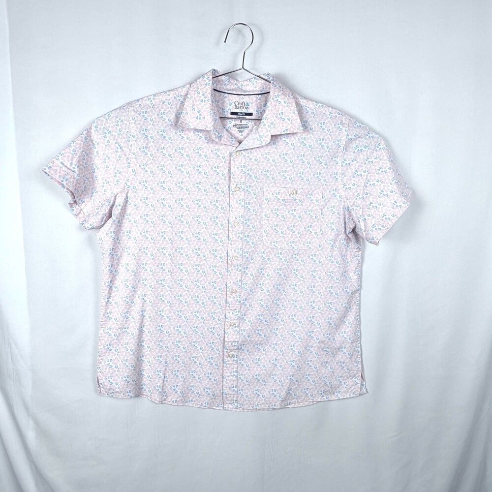 Croft And Barrow Slim Fit Performance Shirt Pink Hibiscus Men's XL